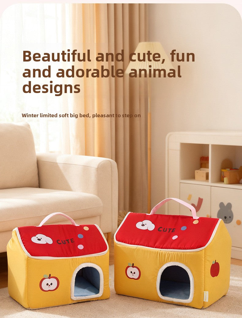 Cat House All-Season Universal Removable Washable Pet House Cat House Fully Enclosed Autumn Winter Warm Plush Dog House