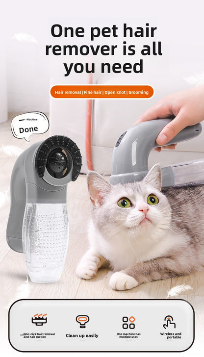 Portable Electric Pet Hair Remover Vacuum Cleaner for Cats and Dogs Rechargeable Handheld Grooming and Massage Tool for Home Car Furniture