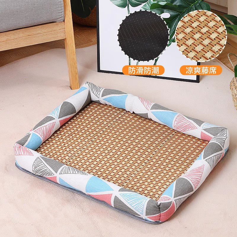 Pet Cooling Mat Nest Summer Linen High Temperature Heat-Resistant Dog Nest Rattan Woven Mat Square Cooling Nest All-Season Universal Cooling Mat Wholesale