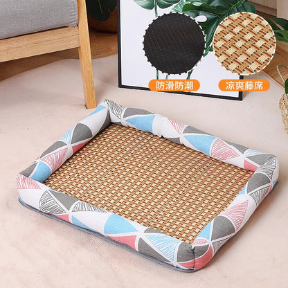 Pet Cooling Mat Nest Summer Linen High Temperature Heat-Resistant Dog Nest Rattan Woven Mat Square Cooling Nest All-Season Universal Cooling Mat Wholesale