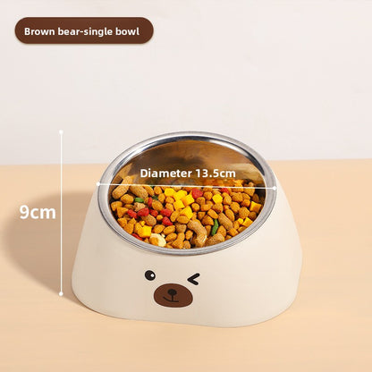 Slanted Mouth Pet Bowl Double Design Automatic Drinking Anti Choke Dog Cat Bowl