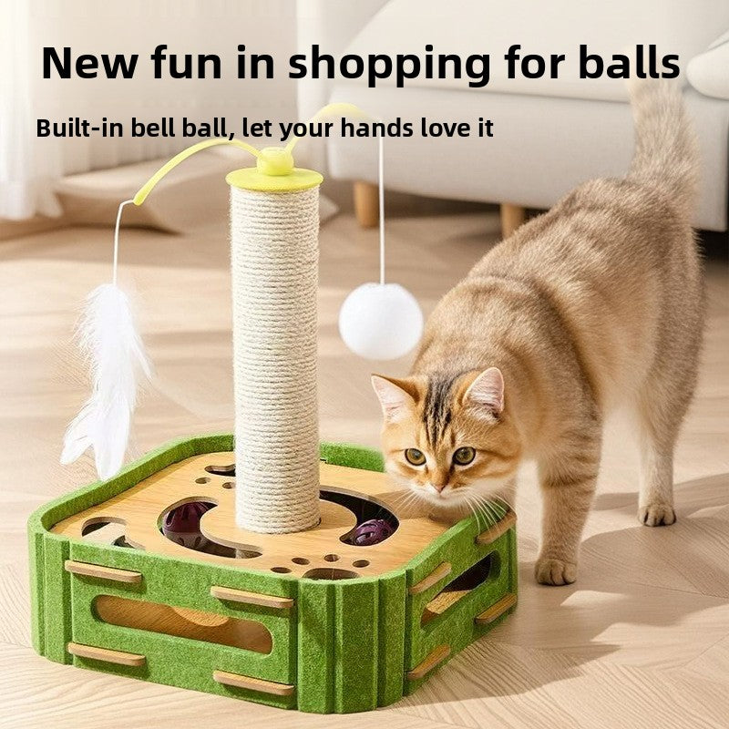 Cat SelfEntertainment Gadget Teaser Wand Durable Scratching Post MultiPlate Ball Bell Maze Board