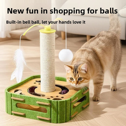 Cat SelfEntertainment Gadget Teaser Wand Durable Scratching Post MultiPlate Ball Bell Maze Board