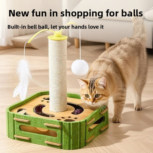 Cat SelfEntertainment Gadget Teaser Wand Durable Scratching Post MultiPlate Ball Bell Maze Board
