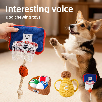 Durable Cotton Rope Dog Chew Toy with Squeaker Sound Interactive Plush Puppy Toys for Boredom Relief and Dental Health Pet Supplies