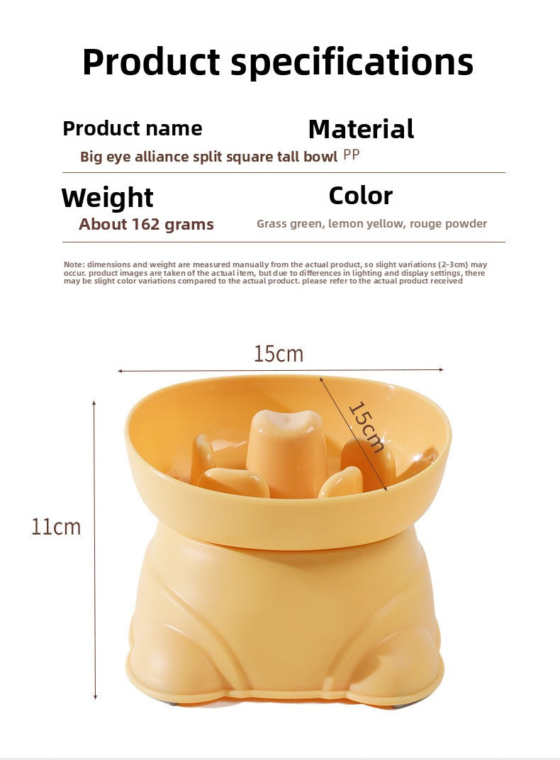 Dog Split Square High Bowl Slow Food Anti Choking Pet Feeding Utensil