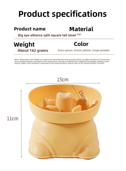 Dog Split Square High Bowl Slow Food Anti Choking Pet Feeding Utensil