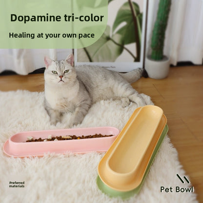 Multi Cat Feeder Long Strip Cat Bowl for Kittens Anti Ant Spill Proof Pet Food and Water Dish Slow Eating Solution