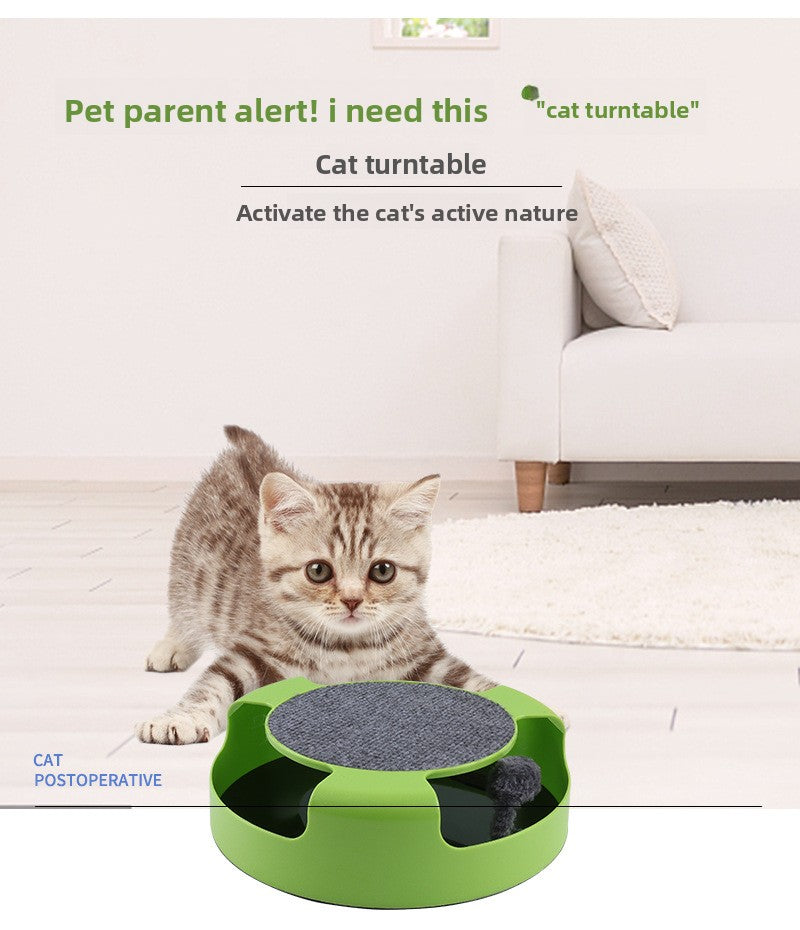 Cat Turntable Puzzle Play Plate Featuring Shadowless Mouse Toy