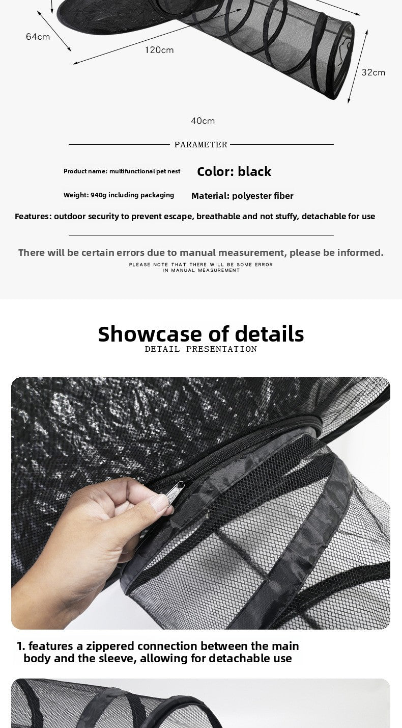 Outdoor Pet Tent Nest and Foldable Cat Toy Tunnel Set for Fun Play