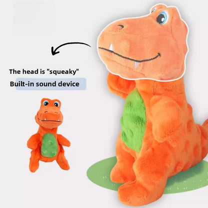 Dog Sound Plush Dinosaur Toy with Crinkle Paper for Durable Chewing