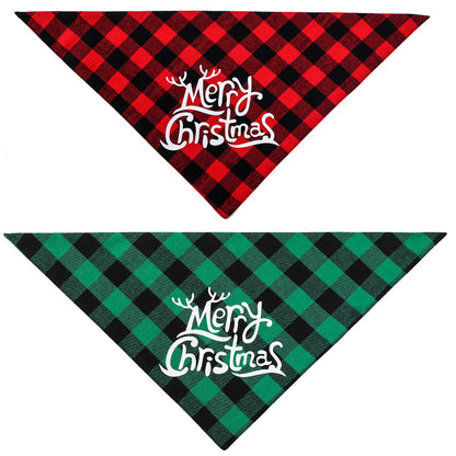 100% Cotton Plaid Pet Bib Triangle Scarf Perfect for Christmas Dog