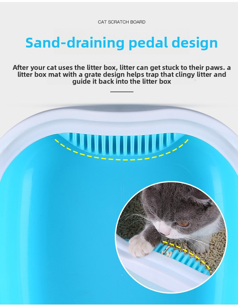 Semi-Enclosed Large Cat Litter Box Detachable Tray Plus Cat Toilet