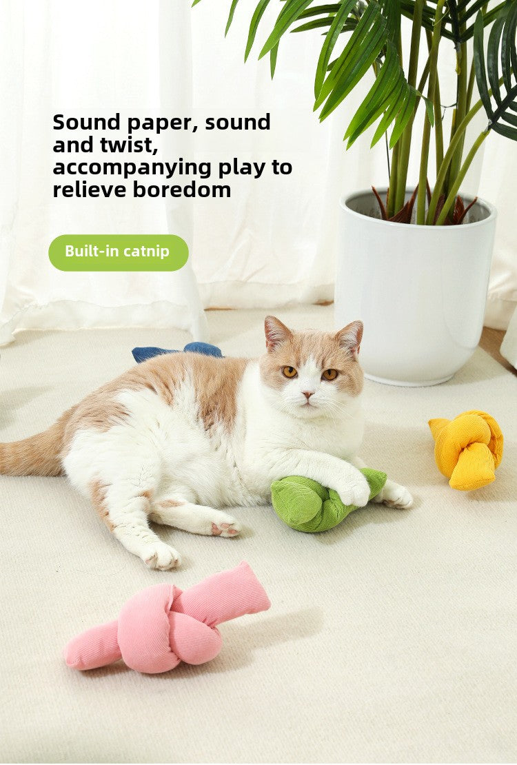 Pet Cat Toy Fabric Chew Pet Mint Teaser Stick Sound Paper Self-Entertainment Cat Toy