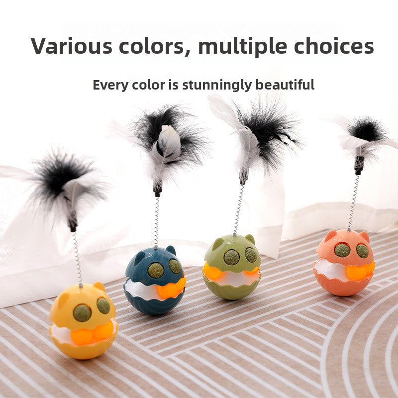 Cat Toy Tumbler with Feather Teaser Automatic Kitten Fun Gadget
