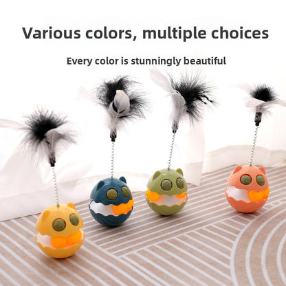 Cat Toy Tumbler with Feather Teaser Automatic Kitten Fun Gadget