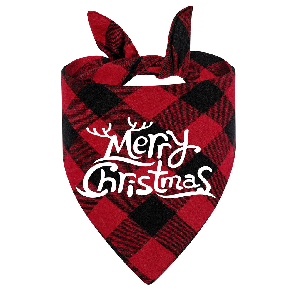 100% Cotton Plaid Pet Bib Triangle Scarf Perfect for Christmas Dog