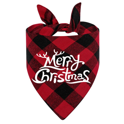 100% Cotton Plaid Pet Bib Triangle Scarf Perfect for Christmas Dog