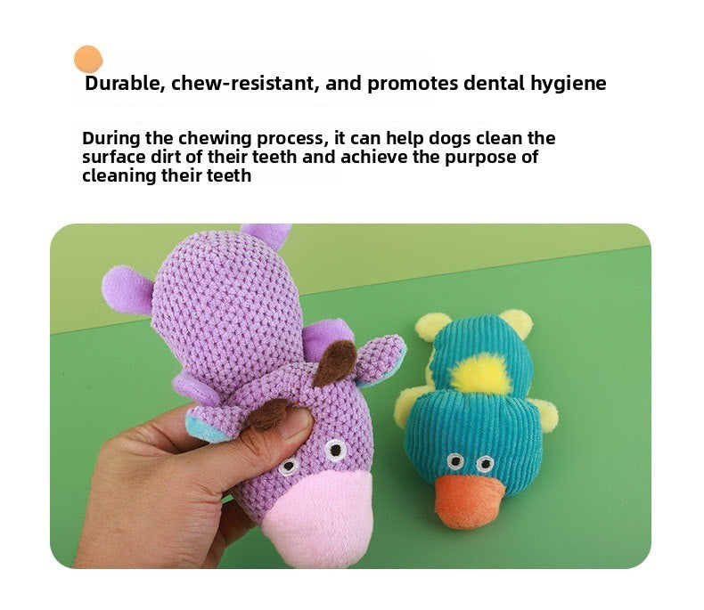 Dog Sound Resistant Bite Grind Teeth Pet Toy Plush Cow Duck Shapes Special Discount
