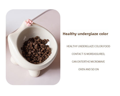 Cute Cat Bowl Ceramic Elevated Cat Food and Water Bowl Set with Non Slip Base Slow Feeder Design for Cats and Small Dogs Pet Supplies