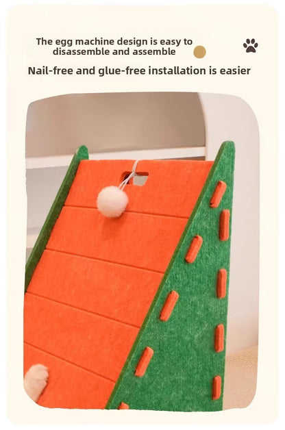 All Season Triangular Felt Cat House Wall Mounted Scratching Board Integrated Non Shedding Villa