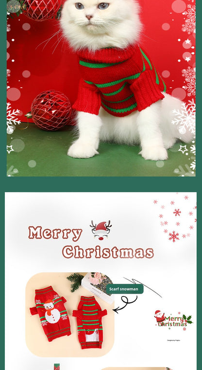 Pet Clothes Christmas Sweater Dog Clothes Autumn Winter Warm Pet Sweater Cat Clothes