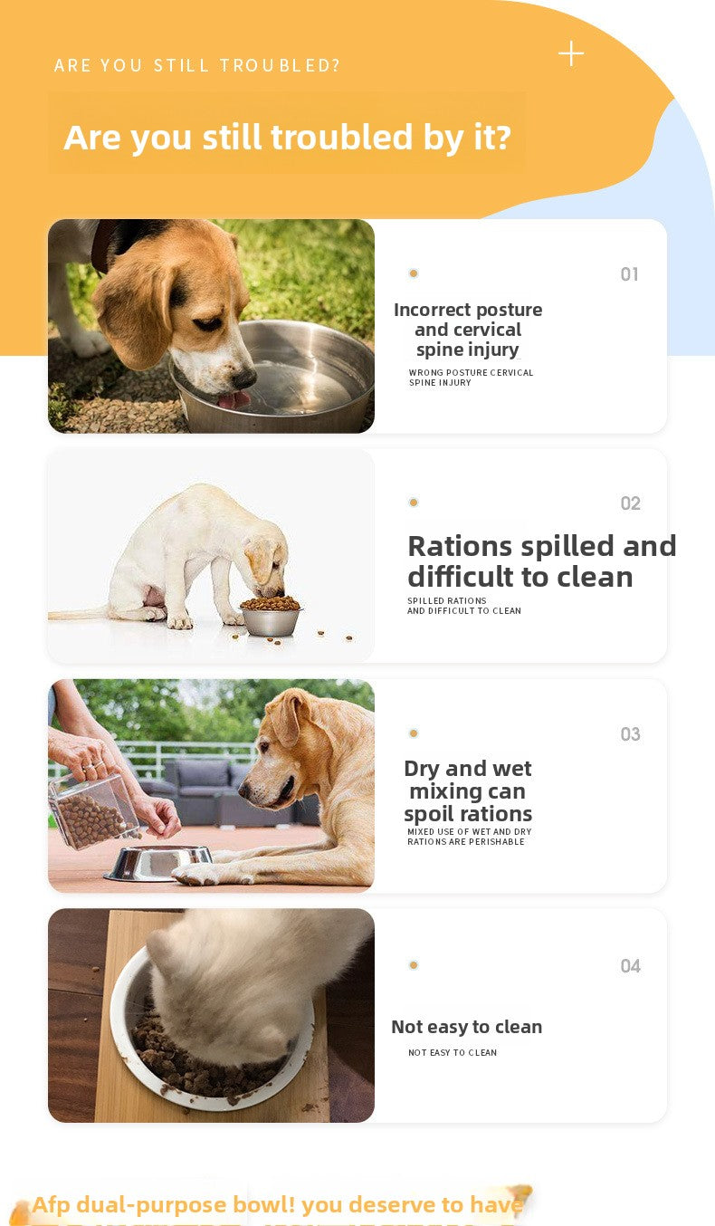 Adjustable Angle Heightening Stainless Steel Pet Bowl Cat Dog Double Feeding Drinking Basin