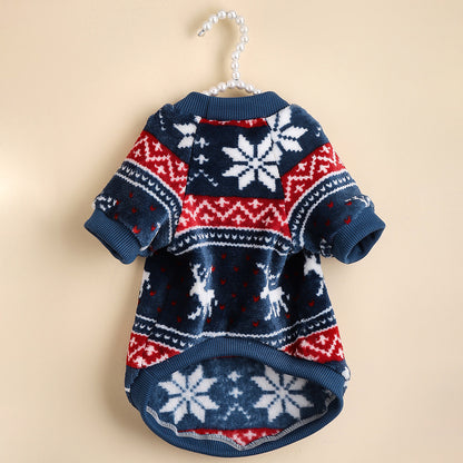 Autumn Winter Warm Simple Christmas Printed Pet Clothes for Cats Dogs