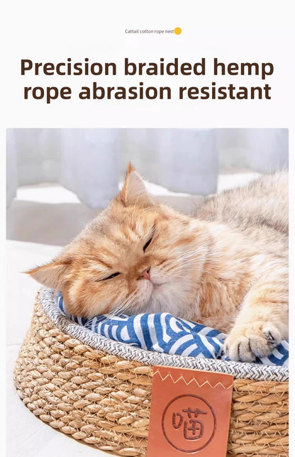 Summer Rattan Cat Villa AllSeason Breathable Comfy ScratchProof Dog House