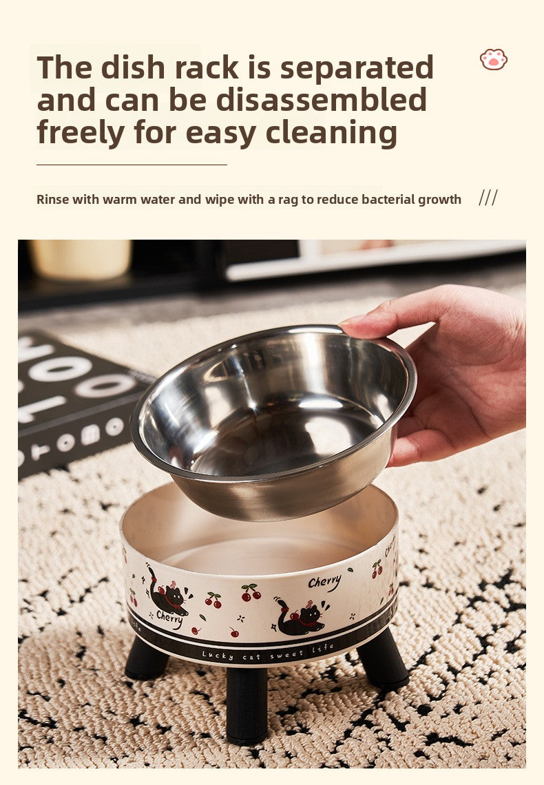 Universal Elevated Pet Food Bowl Cute Design Neck Support Anti Slip Anti Tip Detachable Feeder for Puppies Kittens and Small Pets
