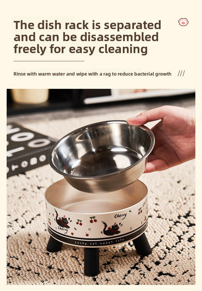 Universal Elevated Pet Food Bowl Cute Design Neck Support Anti Slip Anti Tip Detachable Feeder for Puppies Kittens and Small Pets