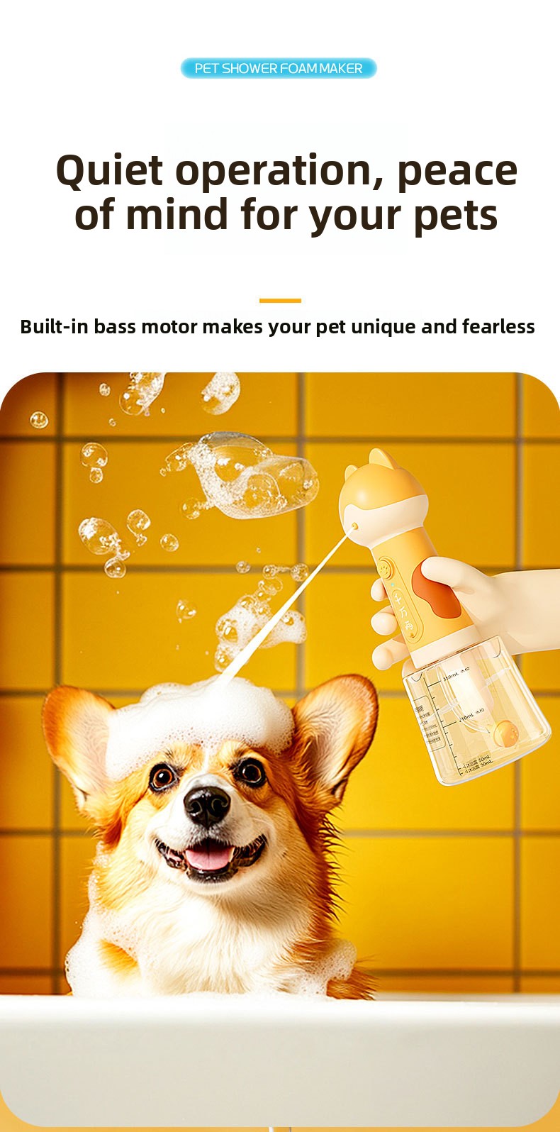 Smart Pet Bubble Machine with Cute Deer Look for Dog Cat Shower