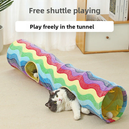 T-Shape Rainbow Cat Tunnel Pet Toy