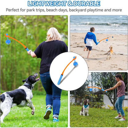 Outdoor Dog Training Throw Rod with TPR Ball and Tail Sounding Feature