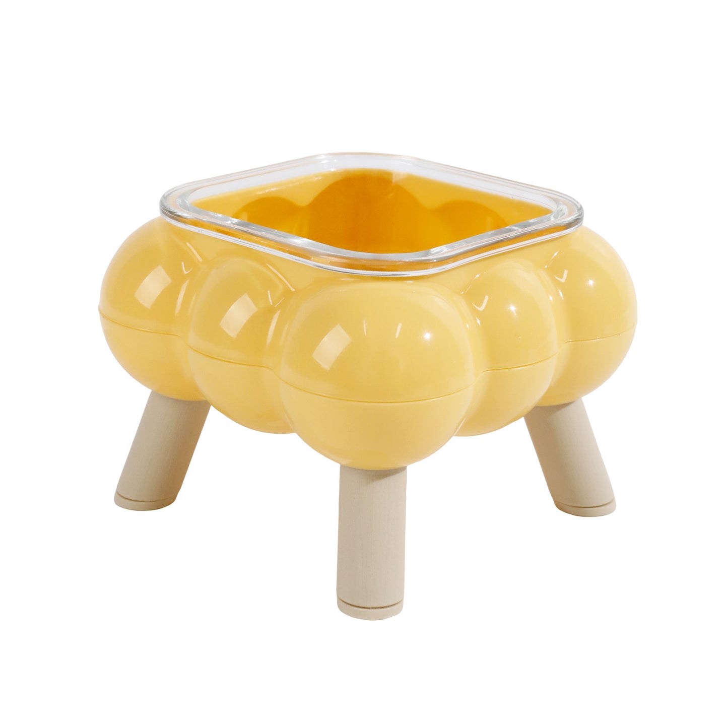 Pipitao Cat Bowl Bubble Glass Design Four Legged High Foot Easy to Clean Pet Feeder