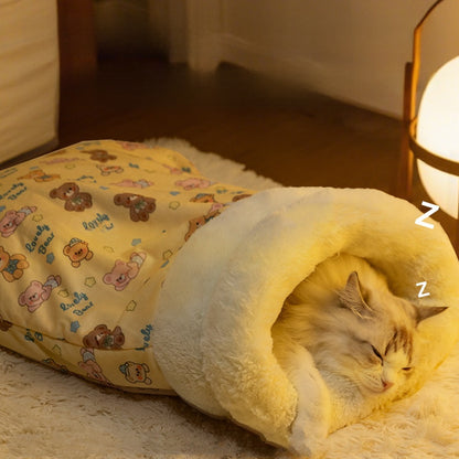 Dog House Pet Nest Closed Type Autumn Winter Cat Nest Two-tone Knitted Tent Nest Warm Round Nest Enclosed Dog House Pet