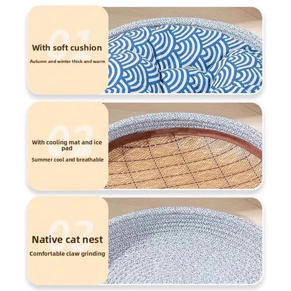 Summer Rattan Cat Villa AllSeason Breathable Comfy ScratchProof Dog House