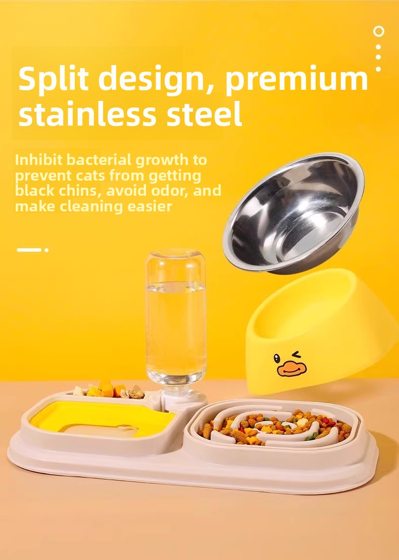 Slanted Mouth Pet Bowl Double Design Automatic Drinking Anti Choke Dog Cat Bowl