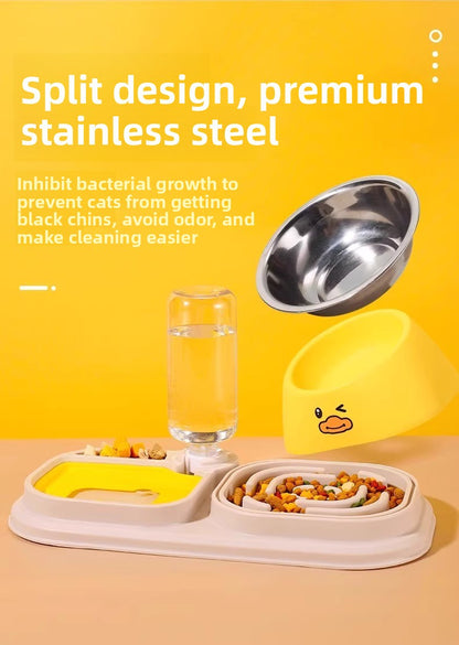 Slanted Mouth Pet Bowl Double Design Automatic Drinking Anti Choke Dog Cat Bowl