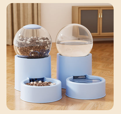 Automatic Cat Dog Water Dispenser with Food Feeder and Grain Storage Bucket