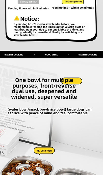 Stainless Steel Slow Feed Pet Bowl