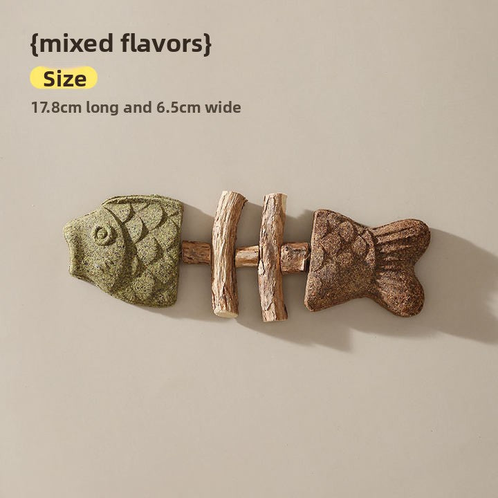 Wooden Fish Bone Teeth Cleaning Stick for Cats