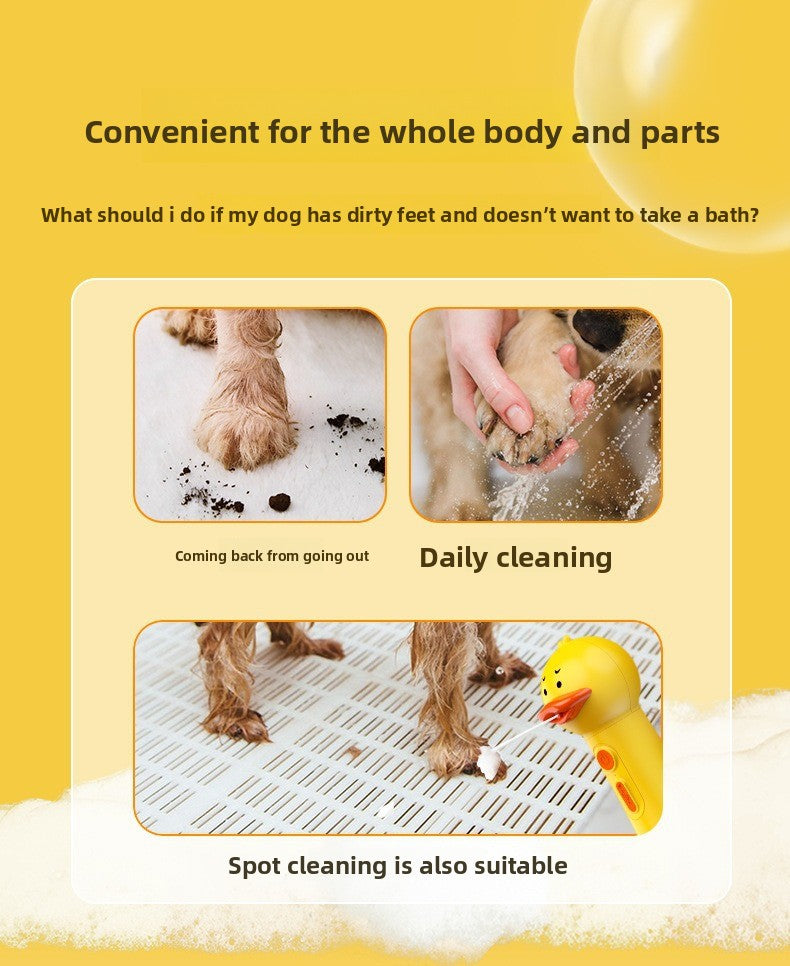 Professional Pet Bath Foam Maker Machine Automatic Foamer for Dogs Cats with Adjustable Dilution Bottle and Cute Yellow Duck Design
