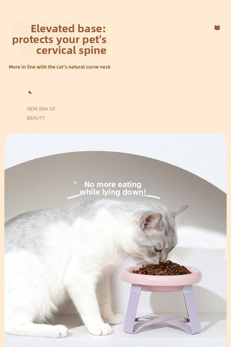 Premium Ceramic Cat Food Bowl Flying Saucer Shape Ergonomic Neck Support Dish for Healthy Eating Anti Choke and Digestive Aid Pet Supplies