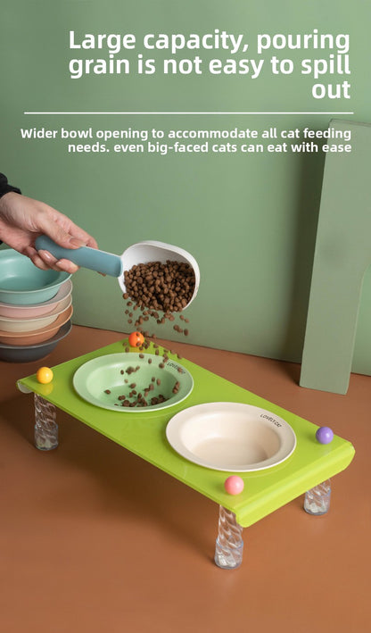 Elevated Dog Bowl with Neck Protection Macaron Series Acrylic Stand Ceramic Cat Food Bowl Non Slip Pet Feeder for Small Medium Dogs Cats