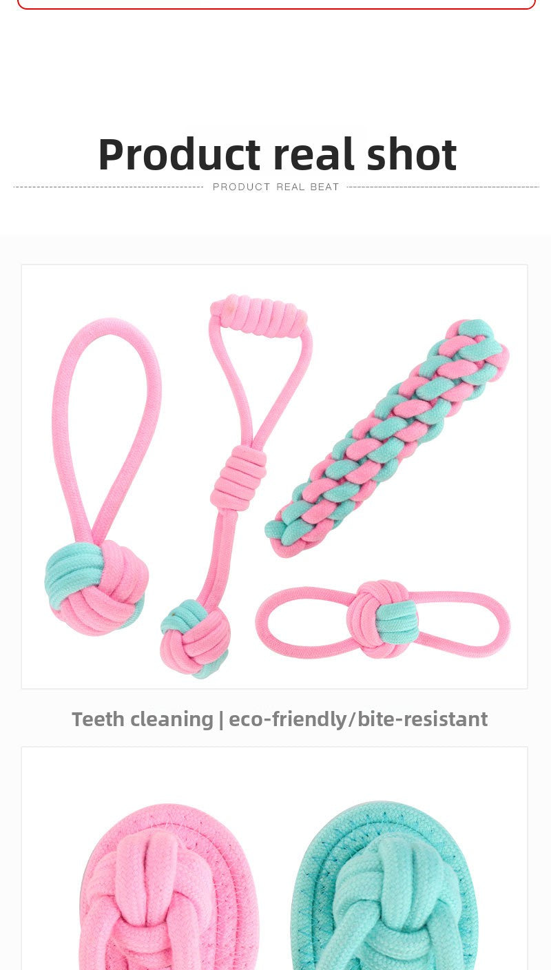 Pink Blue Combination Pet Cotton Rope Knot Toy for Tough Chewing Dogs