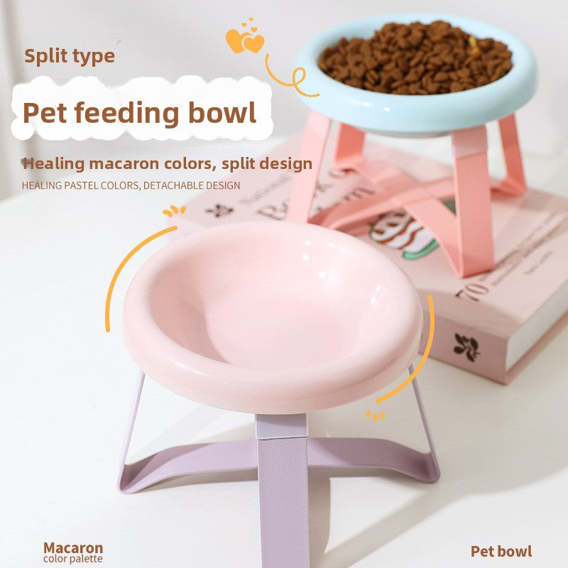 Premium Ceramic Cat Food Bowl Flying Saucer Shape Ergonomic Neck Support Dish for Healthy Eating Anti Choke and Digestive Aid Pet Supplies