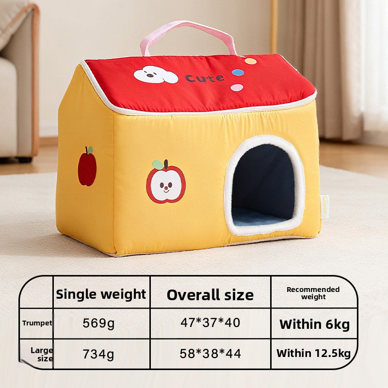 Cat House All-Season Universal Removable Washable Pet House Cat House Fully Enclosed Autumn Winter Warm Plush Dog House