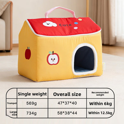Cat House All-Season Universal Removable Washable Pet House Cat House Fully Enclosed Autumn Winter Warm Plush Dog House