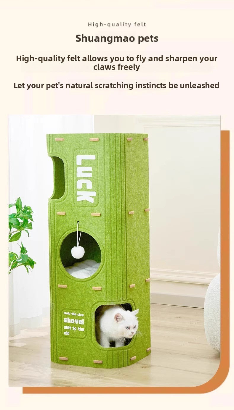 Luxury Multi-layer Pet Cat Tree All-season Design Winter Double-layer Scratching Board Enclosed Cat House